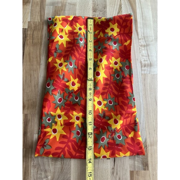 Vera Neumann Vintage Silk Infinity Scarf Floral Orange Red Yellow Made in Japan - Picture 6 of 7